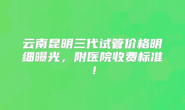 云南昆明三代试管价格明细曝光,附医院收费标准!