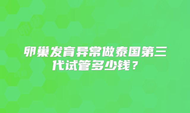 卵巢发育异常做泰国第三代试管多少钱？