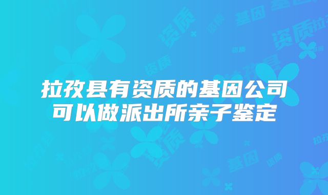 拉孜县有资质的基因公司可以做派出所亲子鉴定