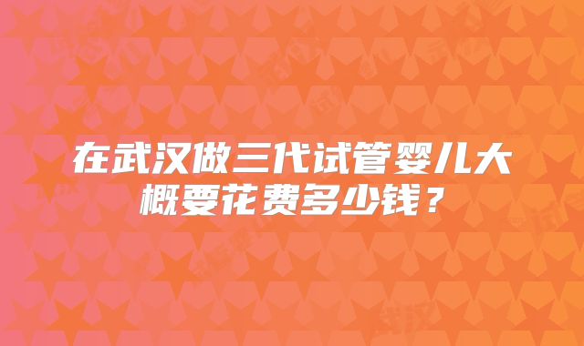 在武汉做三代试管婴儿大概要花费多少钱?