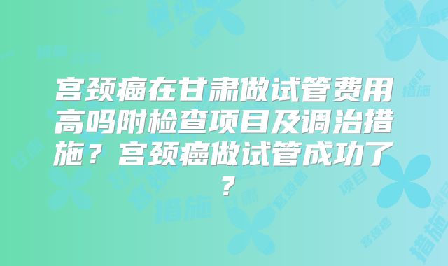 宫颈癌在甘肃做试管费用高吗附检查项目及调治措施?宫颈癌做试管成功了?