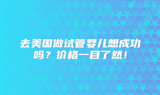 去美国做试管婴儿想成功吗？价格一目了然！