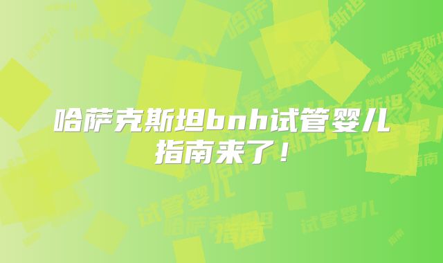 哈萨克斯坦bnh试管婴儿指南来了！