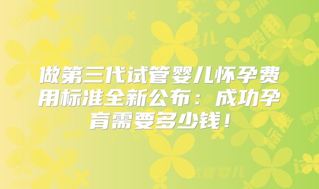 做第三代试管婴儿怀孕费用标准全新公布:成功孕育需要多少钱!