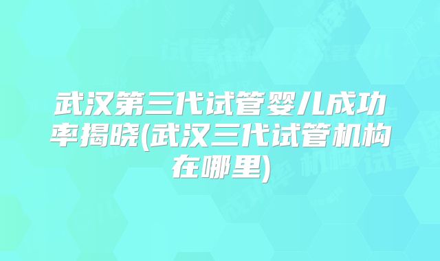 武汉第三代试管婴儿成功率揭晓(武汉三代试管机构在哪里)