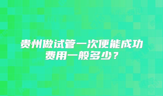 贵州做试管一次便能成功费用一般多少？