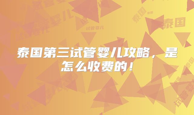 泰国第三试管婴儿攻略,是怎么收费的!