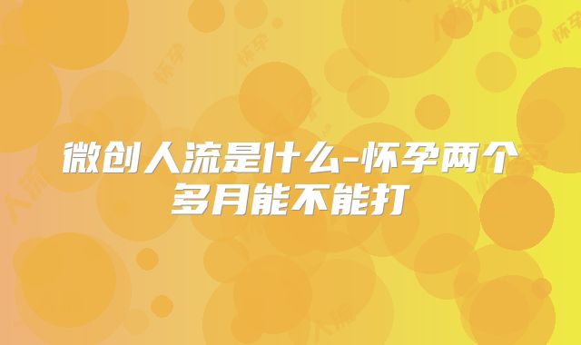 微创人流是什么-怀孕两个多月能不能打