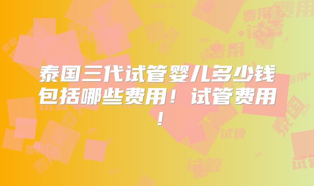 泰国三代试管婴儿多少钱包括哪些费用！试管费用！