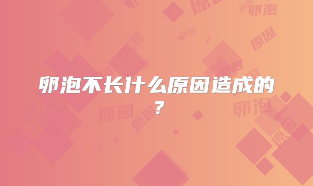 卵泡不长什么原因造成的?