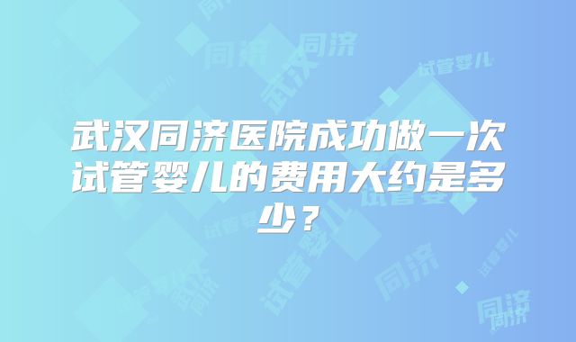 武汉同济医院成功做一次试管婴儿的费用大约是多少？