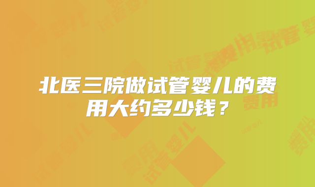 北医三院做试管婴儿的费用大约多少钱?