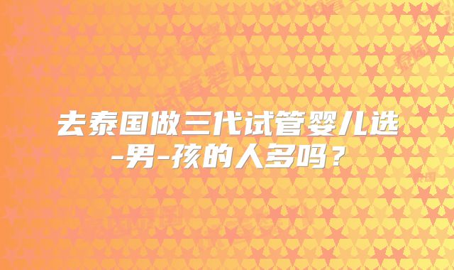 去泰国做三代试管婴儿选-男-孩的人多吗？