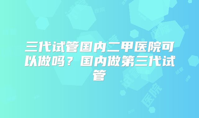 三代试管国内二甲医院可以做吗？国内做第三代试管