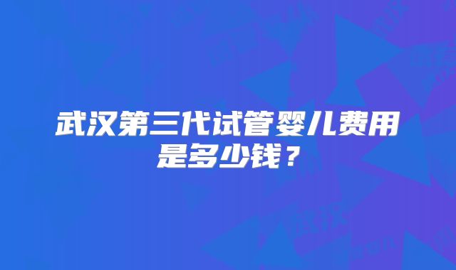 武汉第三代试管婴儿费用是多少钱？