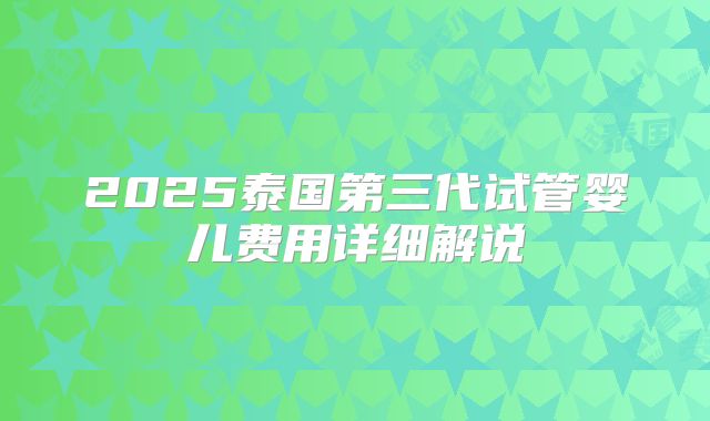 2025泰国第三代试管婴儿费用详细解说
