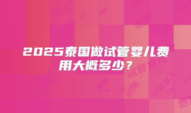 2025泰国做试管婴儿费用大概多少？