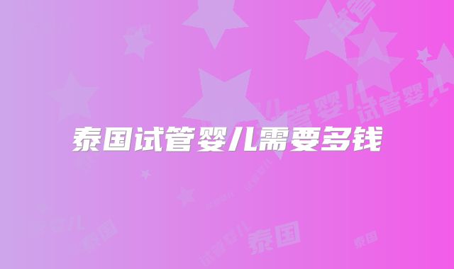 泰国试管婴儿需要多钱