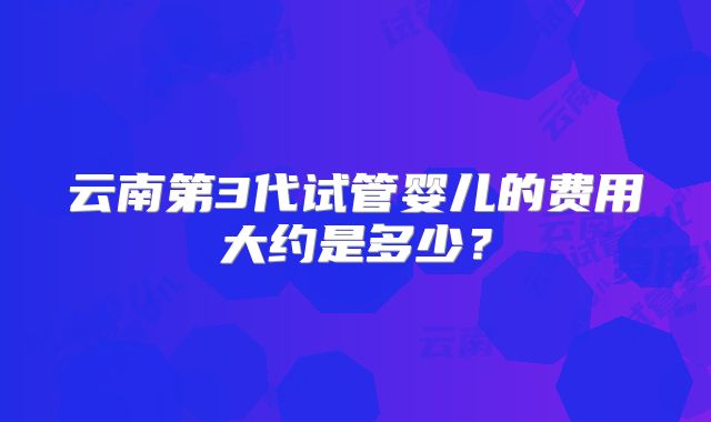 云南第3代试管婴儿的费用大约是多少？