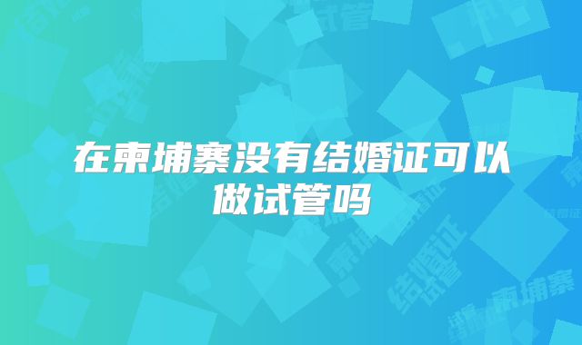 在柬埔寨没有结婚证可以做试管吗