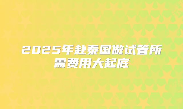 2025年赴泰国做试管所需费用大起底