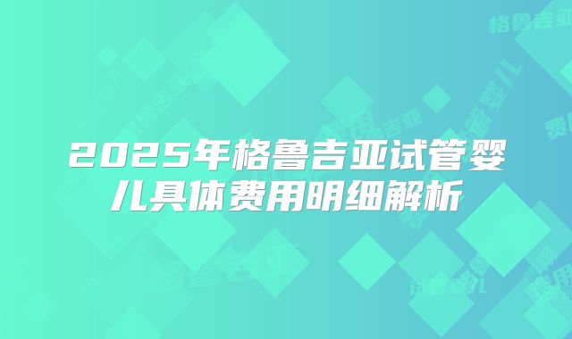2025年格鲁吉亚试管婴儿具体费用明细解析