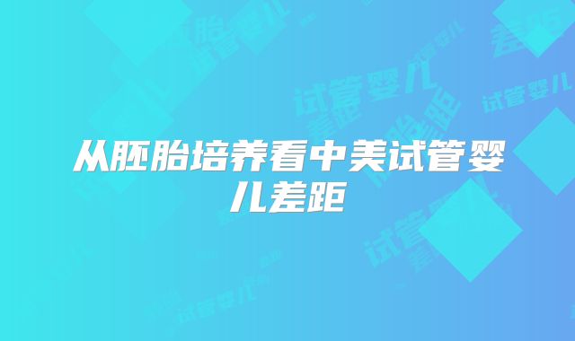 从胚胎培养看中美试管婴儿差距