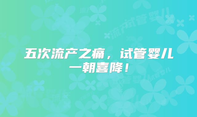 五次流产之痛，试管婴儿一朝喜降！