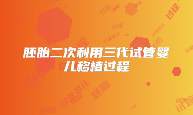 胚胎二次利用三代试管婴儿移植过程