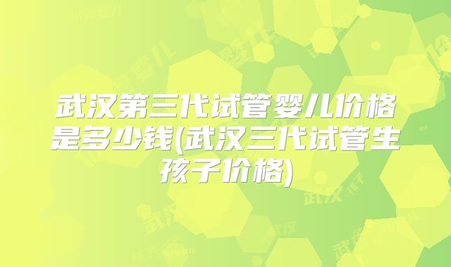 武汉第三代试管婴儿价格是多少钱(武汉三代试管生孩子价格)
