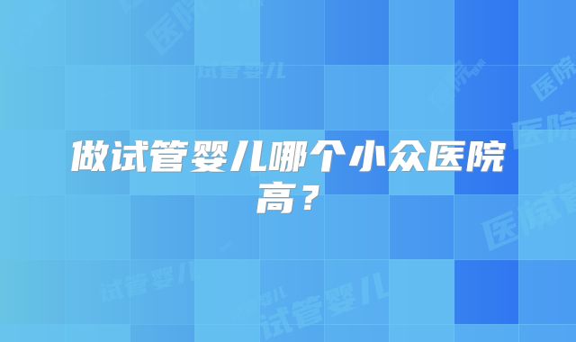 做试管婴儿哪个小众医院高？