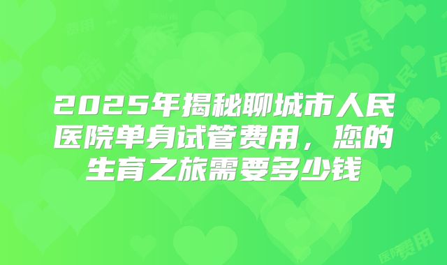 2025年揭秘聊城市人民医院单身试管费用，您的生育之旅需要多少钱