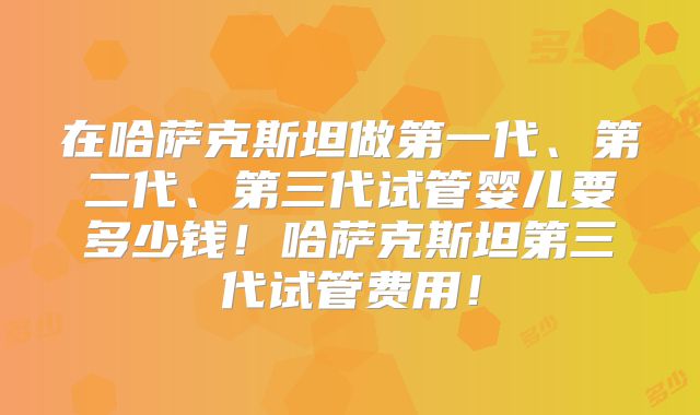 在哈萨克斯坦做第一代、第二代、第三代试管婴儿要多少钱！哈萨克斯坦第三代试管费用！
