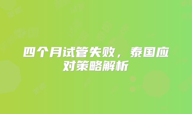 四个月试管失败，泰国应对策略解析
