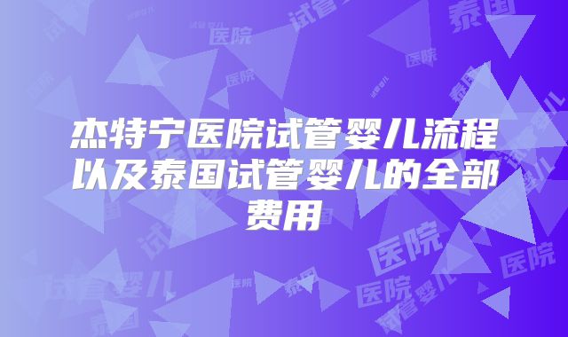 杰特宁医院试管婴儿流程以及泰国试管婴儿的全部费用