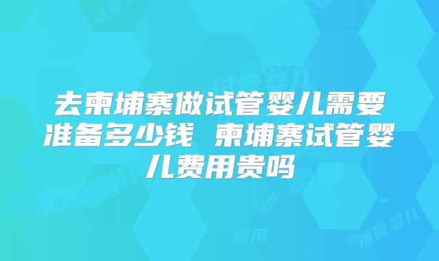 去柬埔寨做试管婴儿需要准备多少钱 柬埔寨试管婴儿费用贵吗