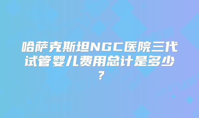 哈萨克斯坦NGC医院三代试管婴儿费用总计是多少?