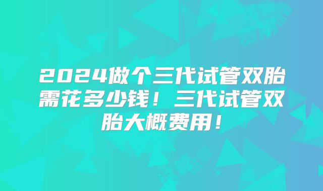 2024做个三代试管双胎需花多少钱！三代试管双胎大概费用！