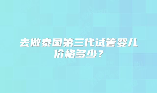 去做泰国第三代试管婴儿价格多少？