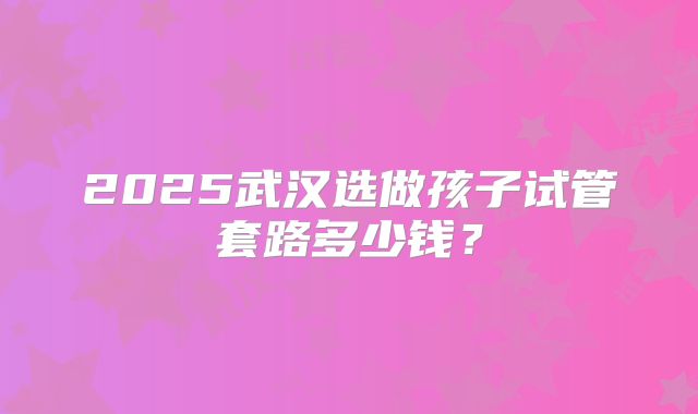 2025武汉选做孩子试管套路多少钱？