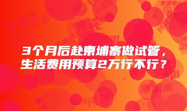 3个月后赴柬埔寨做试管,生活费用预算2万行不行?