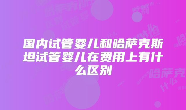 国内试管婴儿和哈萨克斯坦试管婴儿在费用上有什么区别