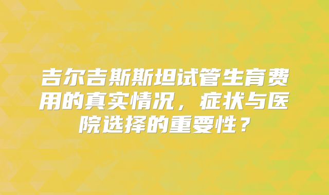 吉尔吉斯斯坦试管生育费用的真实情况，症状与医院选择的重要性？