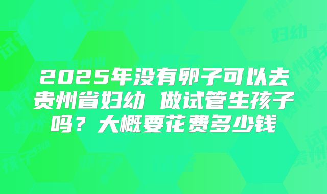 2025年没有卵子可以去贵州省妇幼 做试管生孩子吗？大概要花费多少钱
