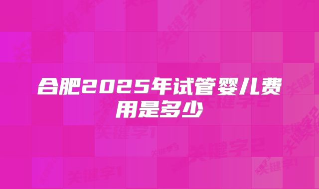 合肥2025年试管婴儿费用是多少