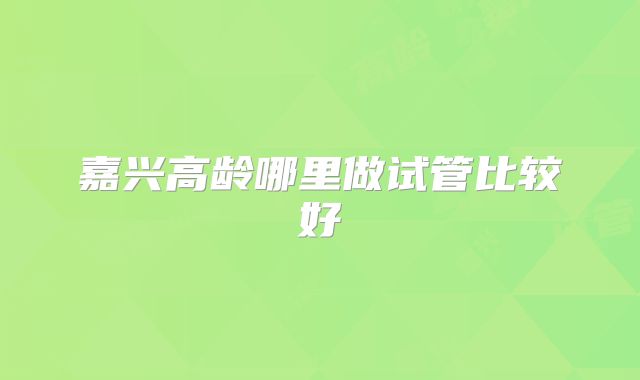 嘉兴高龄哪里做试管比较好
