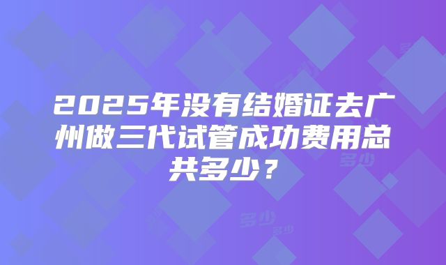 2025年没有结婚证去广州做三代试管成功费用总共多少?