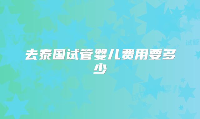 去泰国试管婴儿费用要多少