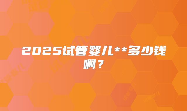 2025试管婴儿**多少钱啊？