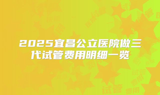 2025宜昌公立医院做三代试管费用明细一览